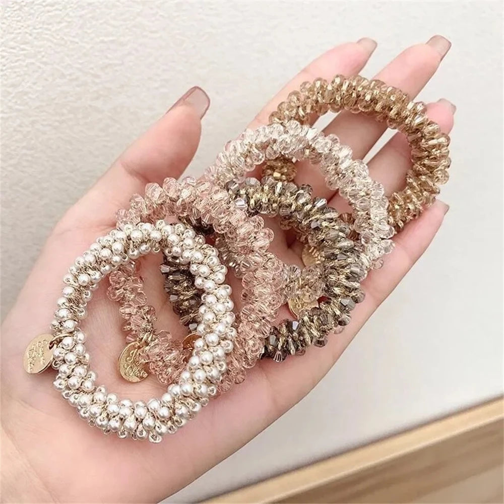 Hair Bands For Women Pearl Multicolor Beads Elastic Hair Rope Hair Accessories