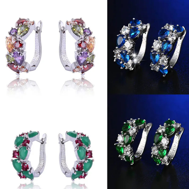 Earring Studs for Women Trendy 13 Colors Zircon 14K Gold Plated fashion Jewelry