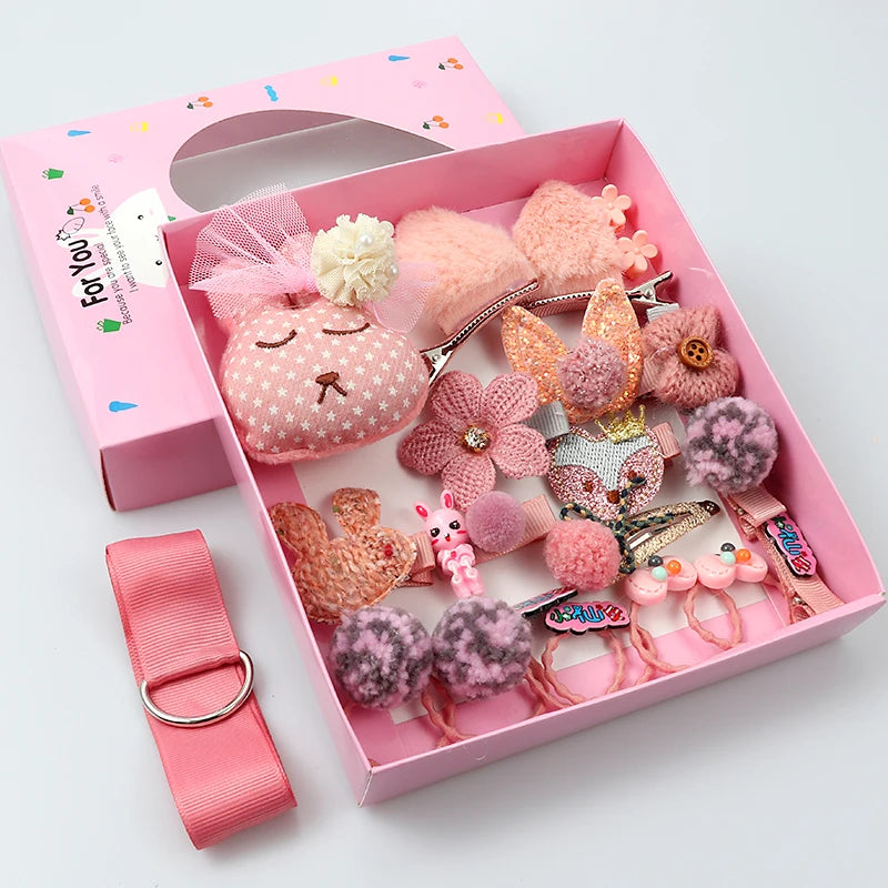 Hair Clips Set Girls 24 Piece Cartoon Bow Flower Animal Fashion For Children Hair Accessories Gift