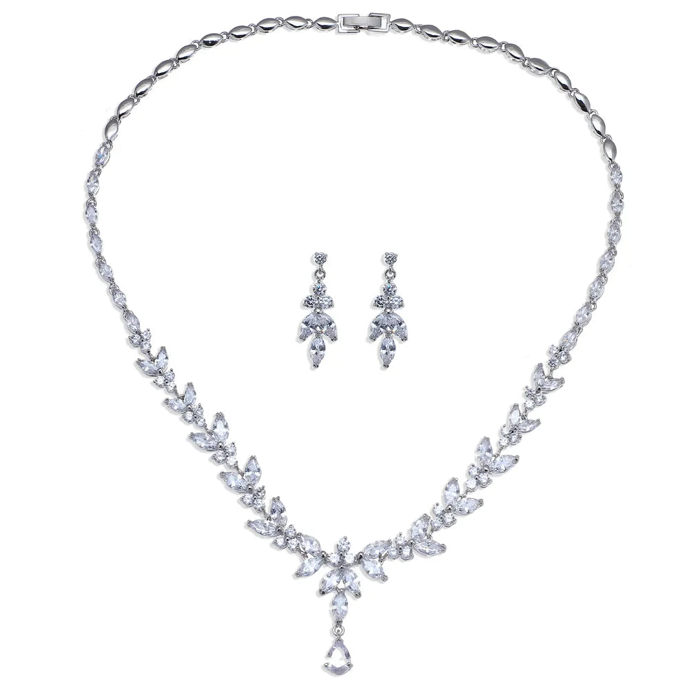 Necklace/Earrings Set Exquisite Cubic Zirconia For Women Wedding Party Jewelry Sets