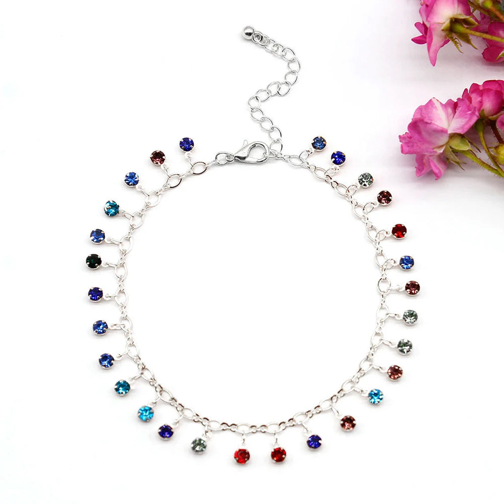 Anklets for Women Crystal Color Rhinestone Feet Jewelry