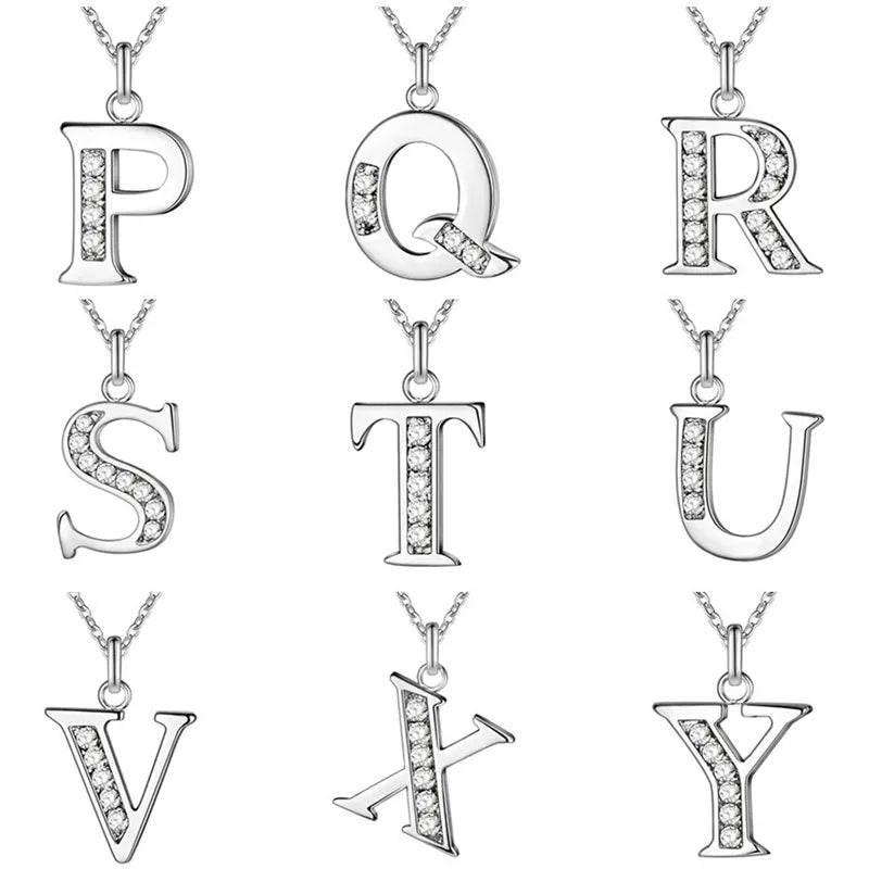 Necklaces Letter A-Z Silver Plated Silver Color Pendant Metal Stamp Trendy Jewelry