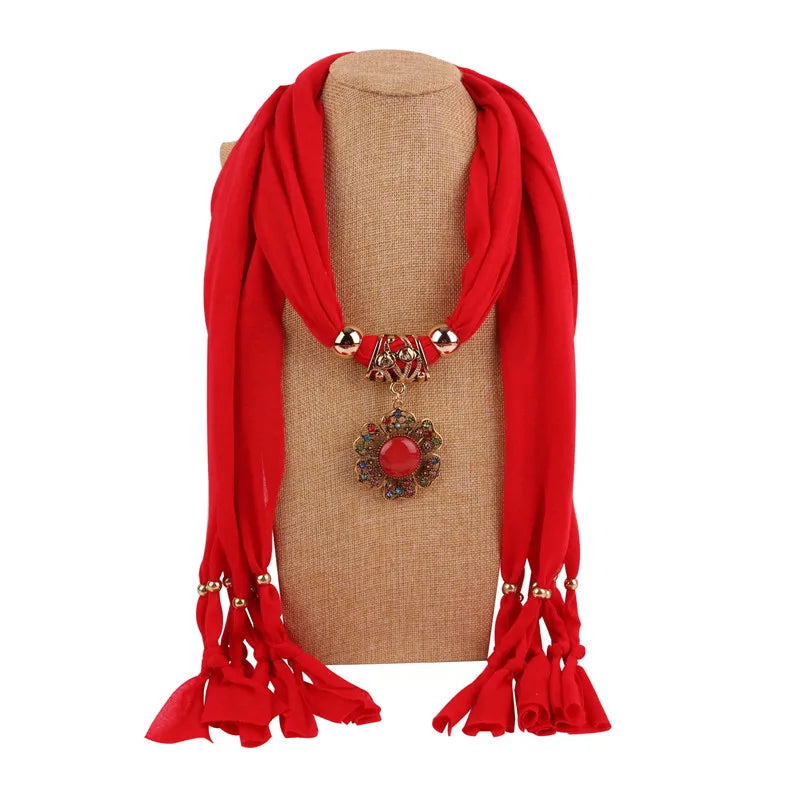 Necklace flower Pendant Scarf Women NEW Arrival solid Jewelry Statement  Neckerchief