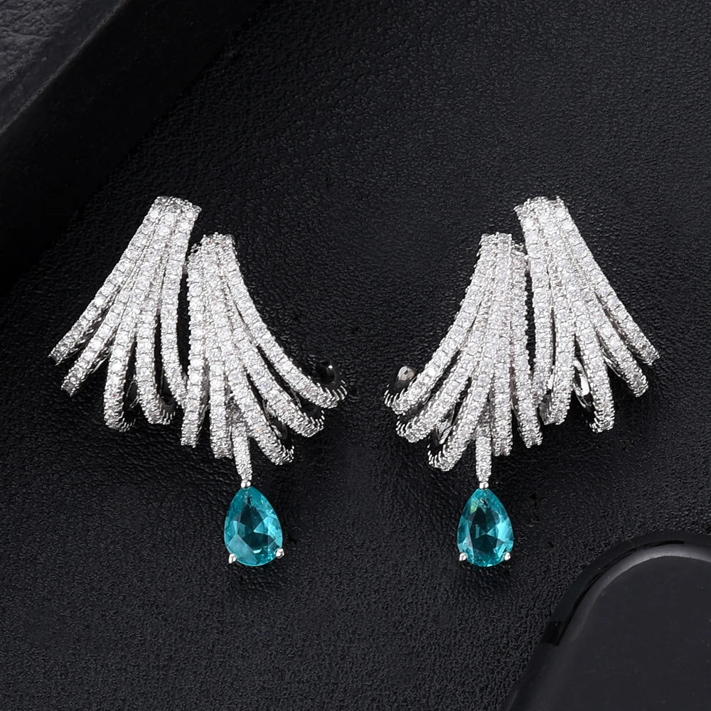 Earrings for Women Luxury Double Claws Stud Trendy Cubic Zircon Party Gift Wedding Jewelry