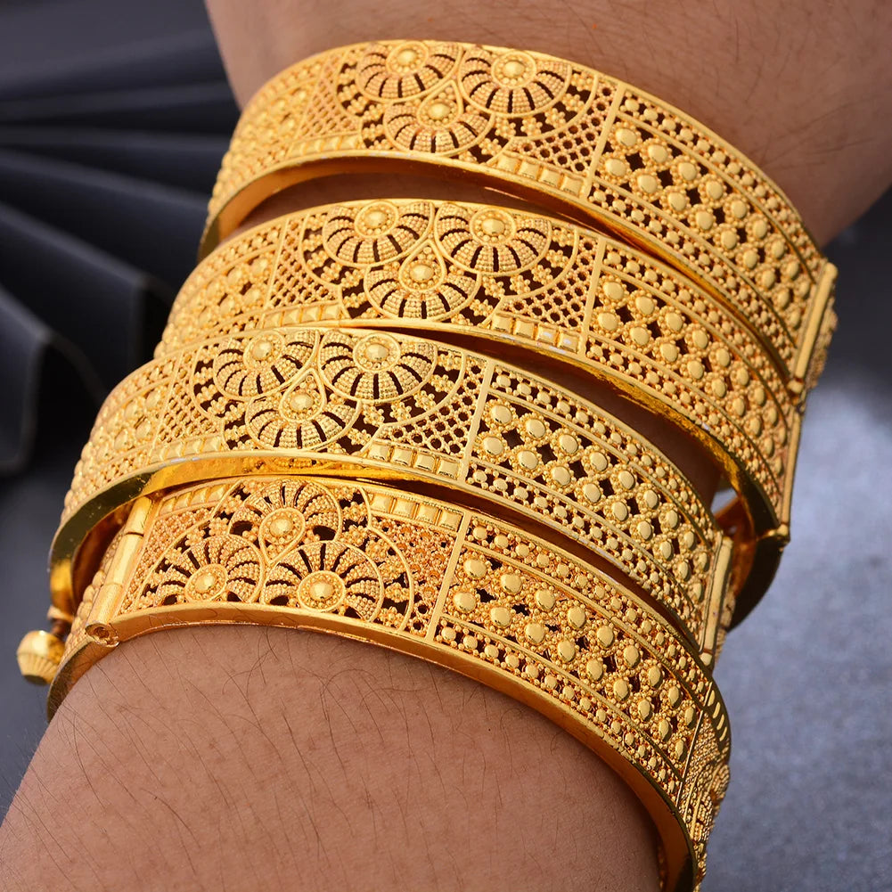 Bangles For Women Luxury Indian Style Dubai Gold Plated Wedding Bridal Jewelry Gift