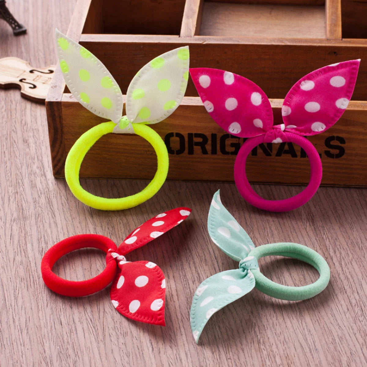 Hair Bands Girls 20/40/80PCS Cute Candy Colors Rabbit Printing Ponytail Holder Tie Rope Fashion Hair Accessories Hair Ties