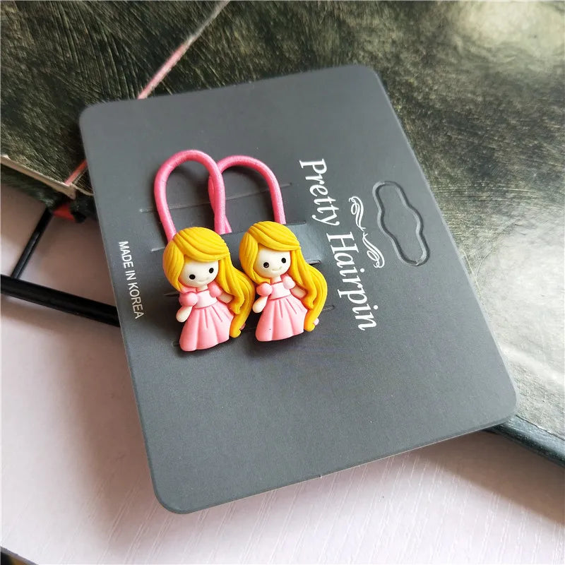 Hair Bands Children Girls 2PCS New Cute Cartoon Princess Doll Figurines Bands