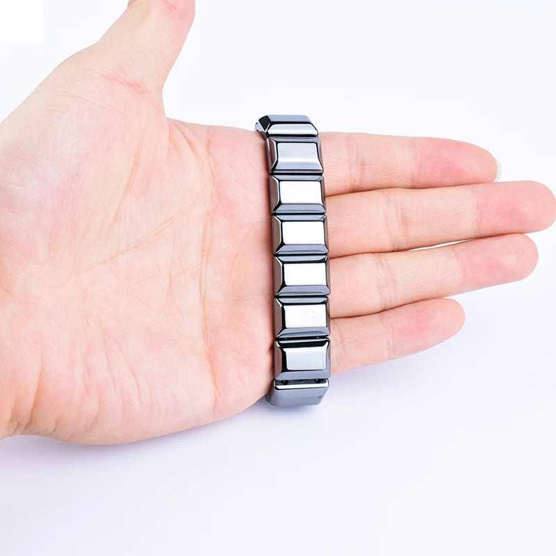 Bracelets Men Charm Hematite Heal Cuff Wide Bracelet Positive Energy Power Therapy Magnetic Jewelry Gift