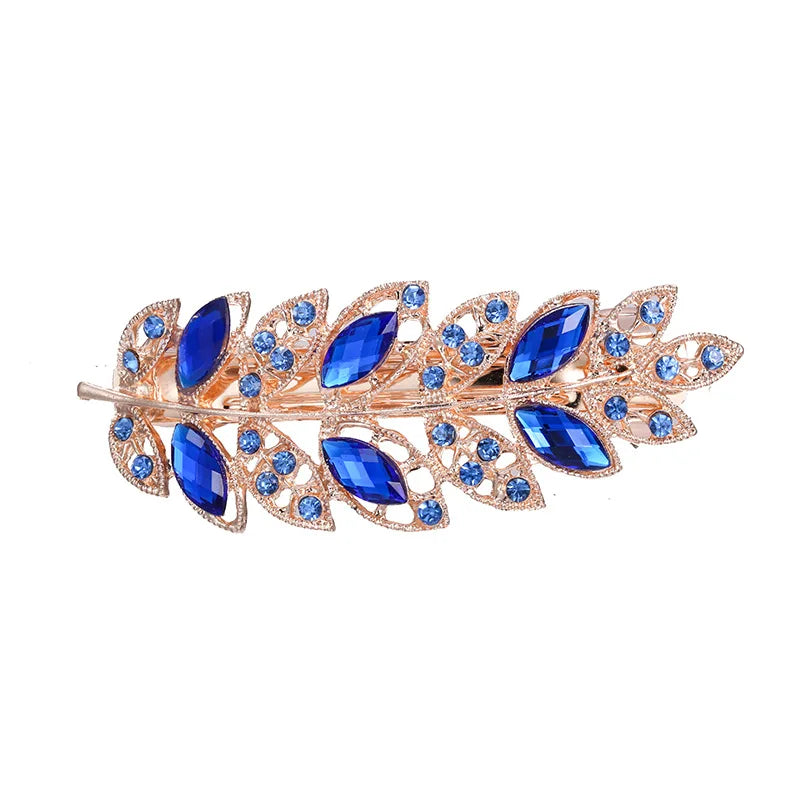 Hair Clips For Women Crystal Floral Leaf Rhinestone Alloy Party  Gift Jewelry