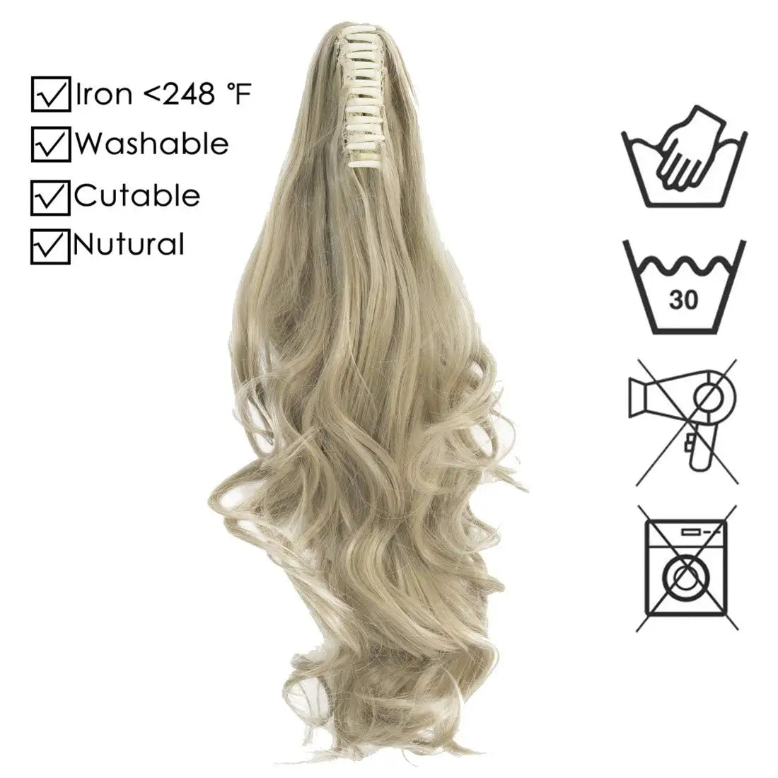 Hair Extensions 22 inch Ponytail Claw Clip Drawstring False Pigtail Curly Wavy Synthetic Tail Hairpiece For Women