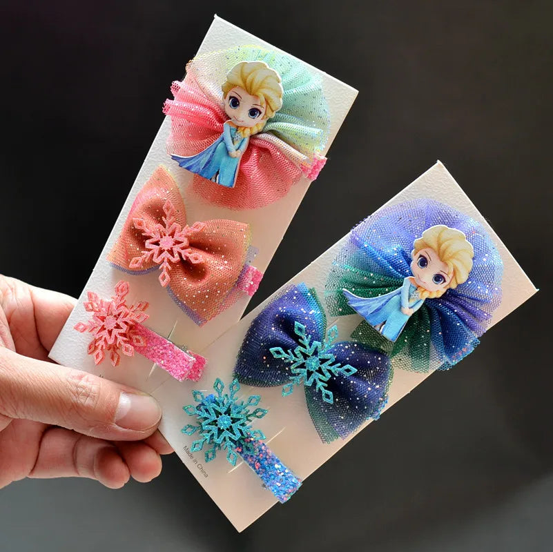 Hairpin Girls Disney Frozen Elsa Anna Princess Figure Toys Snow White Mermaid Baby Hair Accessories Gift