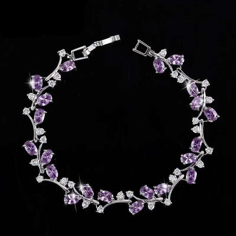 Bracelets Bangle for Women Zircons Austrian Crystal Rhinestone 6 Colors White Gold Handmade  Bracelet