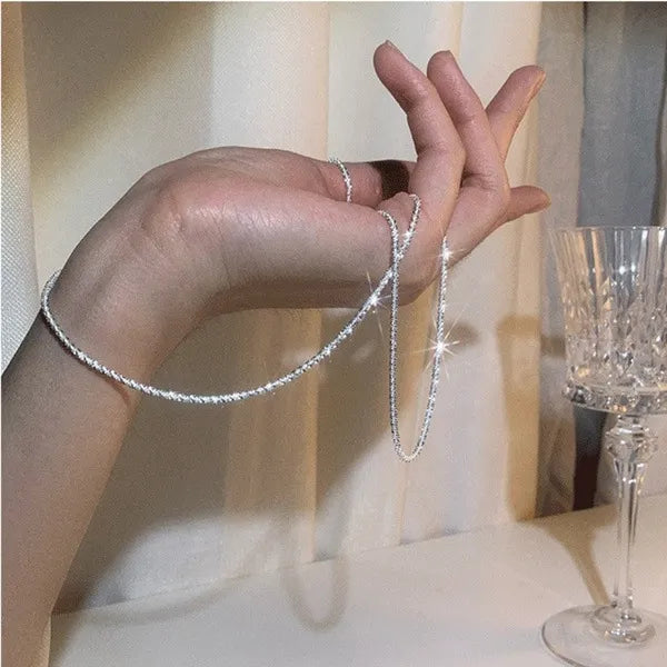 Necklace Collar For Women Popular Silver Color Sparkling Chain Choker Fine Jewelry Wedding Party Birthday Gift