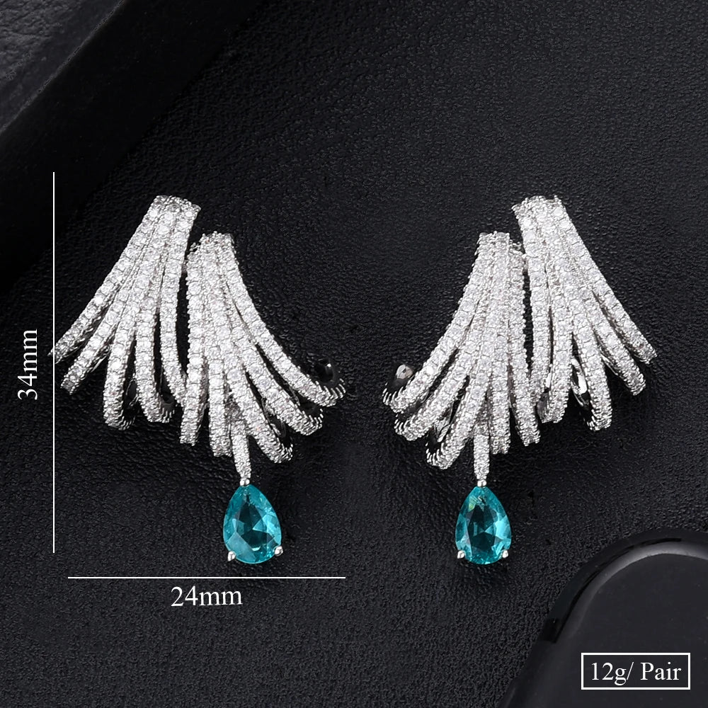 Earrings for Women Luxury Double Claws Stud Trendy Cubic Zircon Party Gift Wedding Jewelry