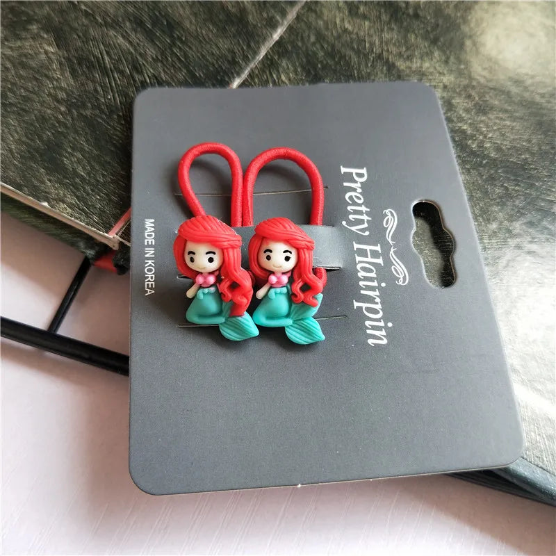 Hair Bands Children Girls 2PCS New Cute Cartoon Princess Doll Figurines Bands