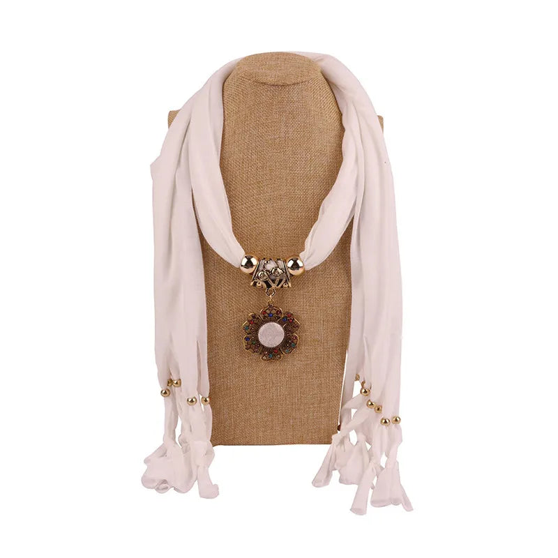 Necklace flower Pendant Scarf Women NEW Arrival solid Jewelry Statement  Neckerchief