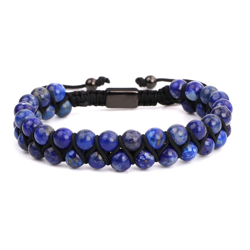 Bracelet Set Men New Fashion High Quality Natural Stone Square Beads Braided Jewelry