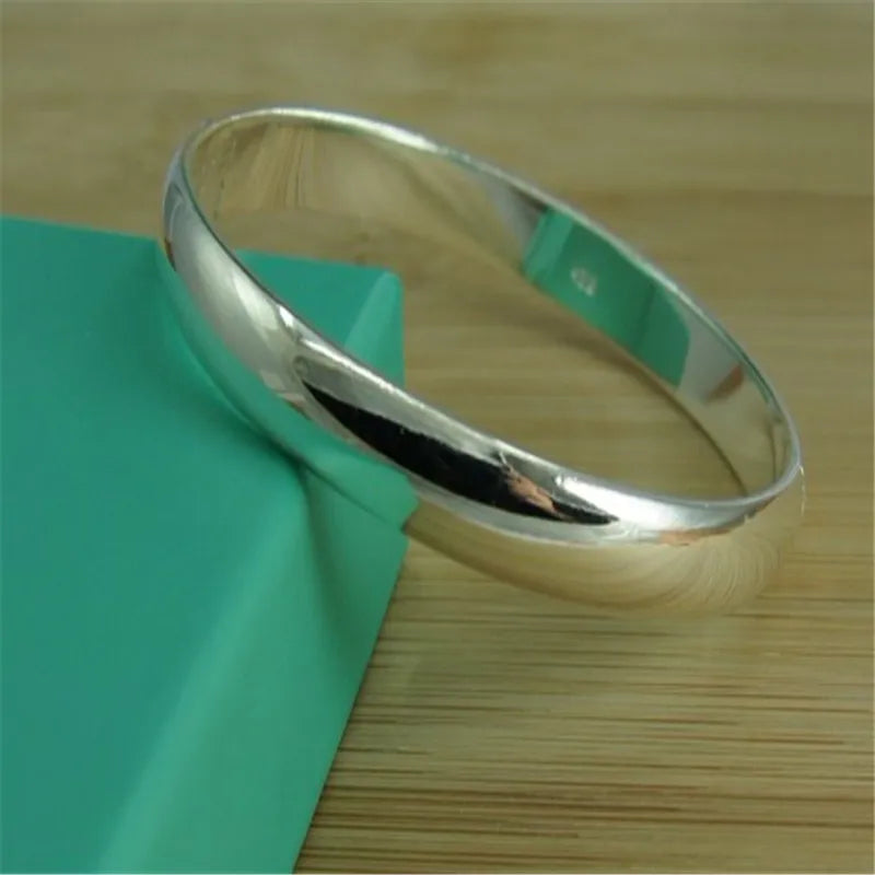 Bracelets For Women New 925 Sterling Silver Simple Glossy Open Fashion Gift Jewelry