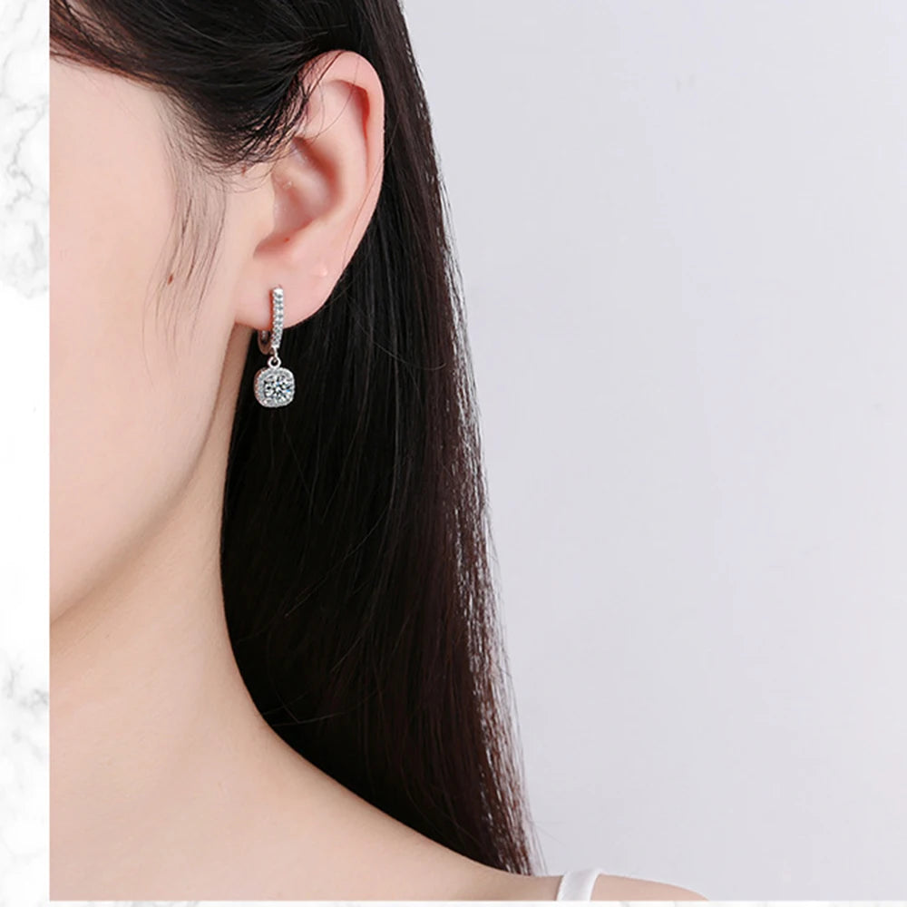 Earrings For Women Fashion Design S925 Stamp Silver Color Drop Style Luxury Crystal Dangle Jewelry Girl Gift Trendy FQL21228