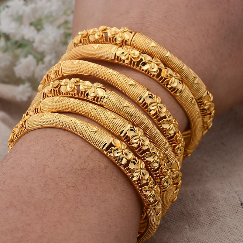 Bangles For Women 6Pcs/lot Dubai Gold Bride Indian African Wedding Gift Jewelry