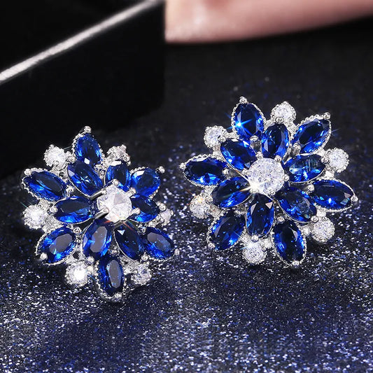 Earring Studs For Women Gorgeous Double Layer Flower 7 Colors Wedding Dancing Party Gift