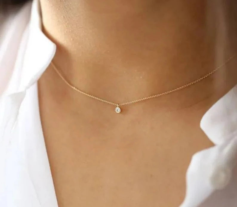 Necklace for Women Zircon 925 Sterling Silver Choker Simple Temperament Gold Necklaces Wedding Jewelry