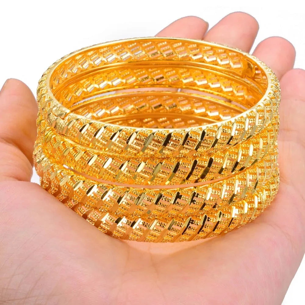 Bangles for Women 4Pcs Gold Plated Geometric Design Party Jewelry