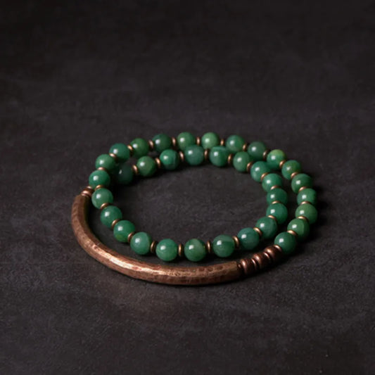 Bracelets Men Retro Vintage Designer Jewelry Red Stone Copper African Green Beaded Handcrafted Couple Bracelets