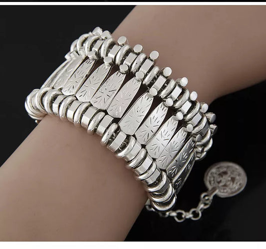 Bracelets for Women Gypsy Bohemian Tribal  Coin Metal Vintage Flower Statement Bracelets Festival Turkish Ethnic Jewelry