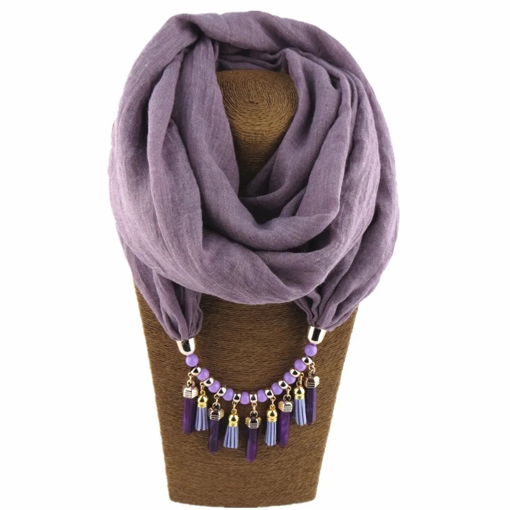 Necklace Pendant Scarf New pattern Solid Ring Scarf For Women ALL Seasons Elegant Female Jewelry Scarves