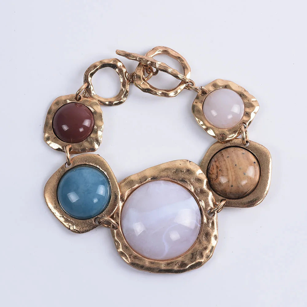 Bracelets Jewelry Women/Men Vintage Bohemian Ethnic Statement Charm Retro Resin Stone Bracelet