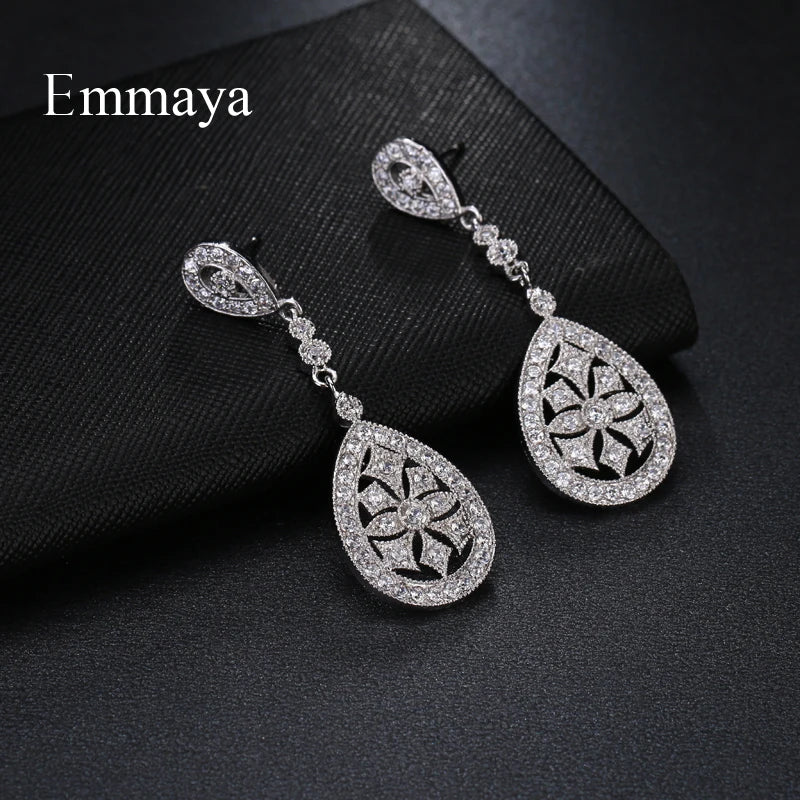 Earrings For Woman White Gold Color AAA Cubic Zircon Elegance Round Jewelry Popular Wedding Party Gift