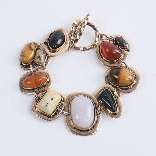 Bracelets Jewelry Women/Men Vintage Bohemian Ethnic Statement Charm Retro Resin Stone Bracelet