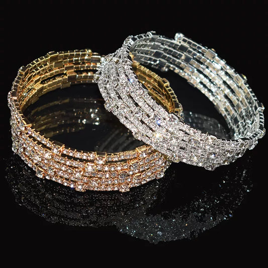 Bracelet For Women Luxury Crystal Gold Silver Plated 7 Colors Rhinestone Party Gift Jewelry