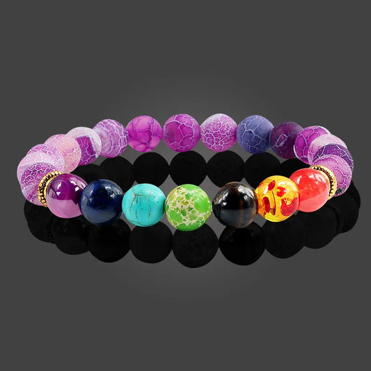 Bracelet for Women/Men 11 Natural Stone Beads Multicolor Bangle 7 Chakra Healing Balance Beads Reiki Prayer Yoga Wristband Jewelry