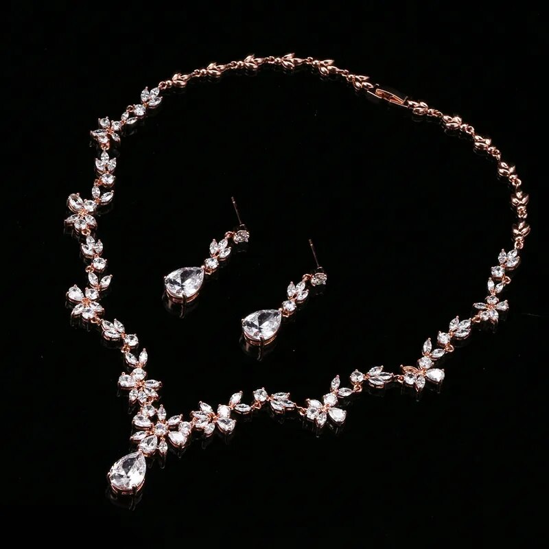 Necklace/Earrings Jewelry Set For Women Gorgeous AAA CZ Stones Bridal