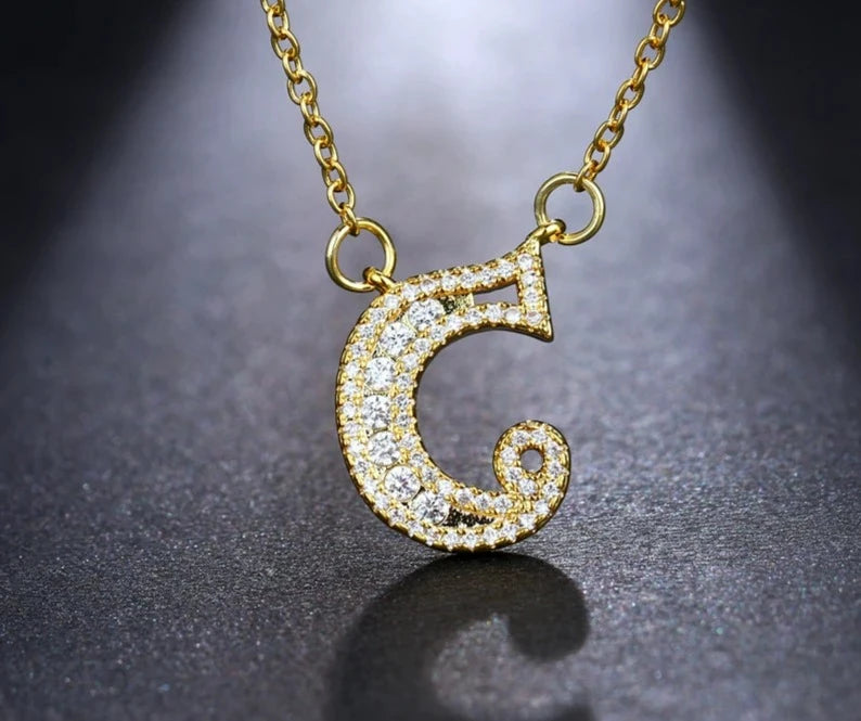 Necklaces Women Letters Chain Pendants Zircon With Gold Color Tennis Chain Party Wedding Gift