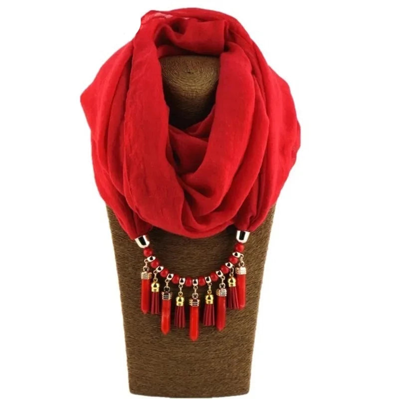 Necklace Pendant Scarf New pattern Solid Ring Scarf For Women ALL Seasons Elegant Female Jewelry Scarves