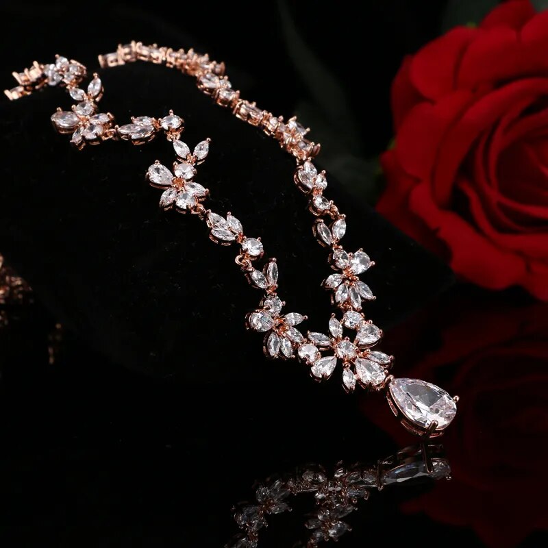 Necklace/Earrings Jewelry Set For Women Gorgeous AAA CZ Stones Bridal