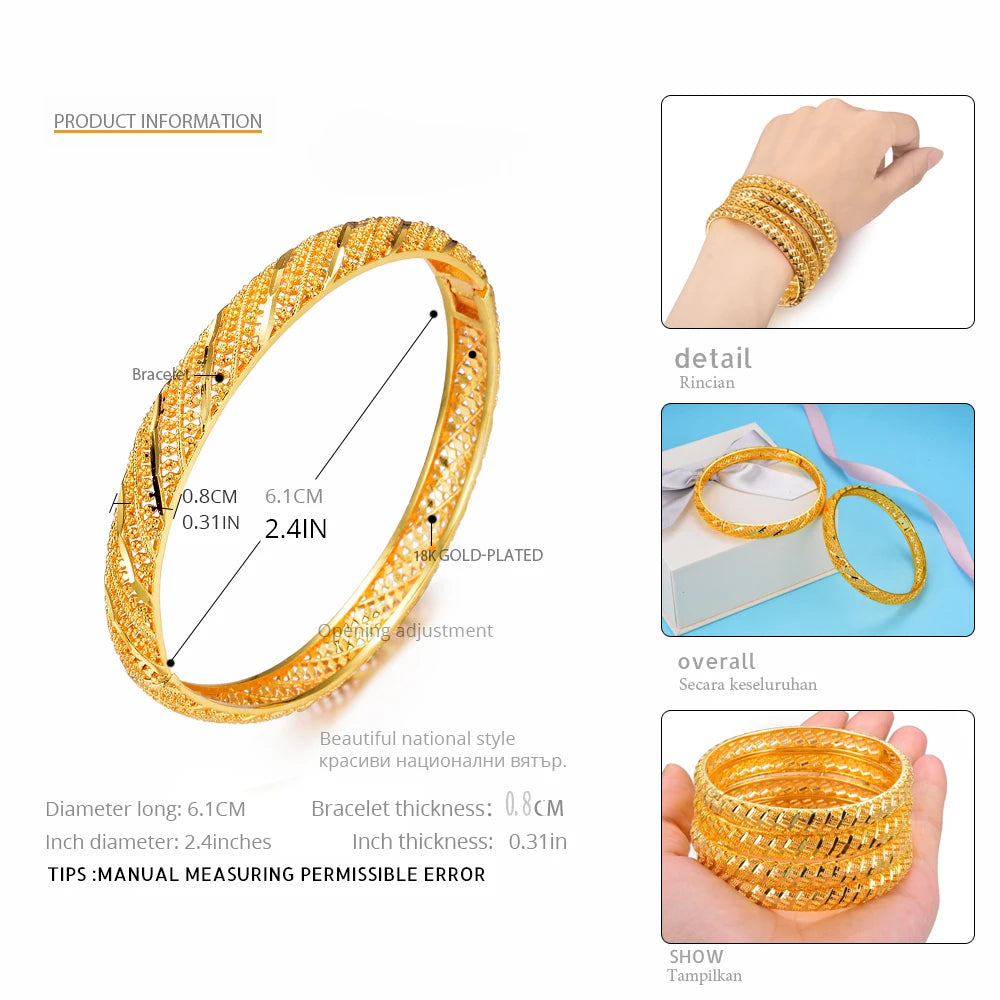 Bangles for Women 4Pcs Gold Plated Geometric Design Party Jewelry