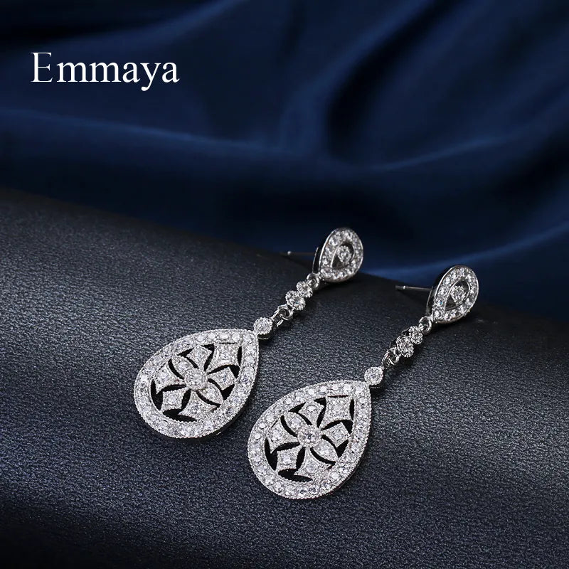 Earrings For Woman White Gold Color AAA Cubic Zircon Elegance Round Jewelry Popular Wedding Party Gift