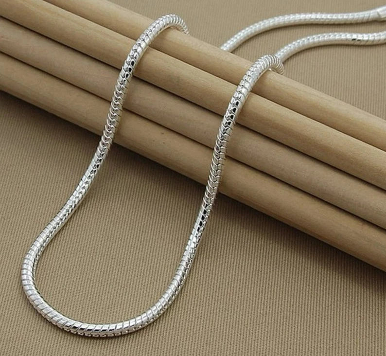 Necklace For Women Men 925 Sterling Silver Snake Chain Wedding Engagement Part Gift Jewelry