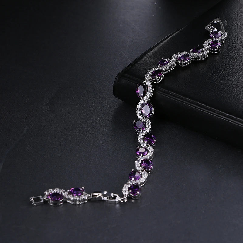 Bracelets For Women New Fashion Purple Zircon Classic Wave Design Wedding Jewelry