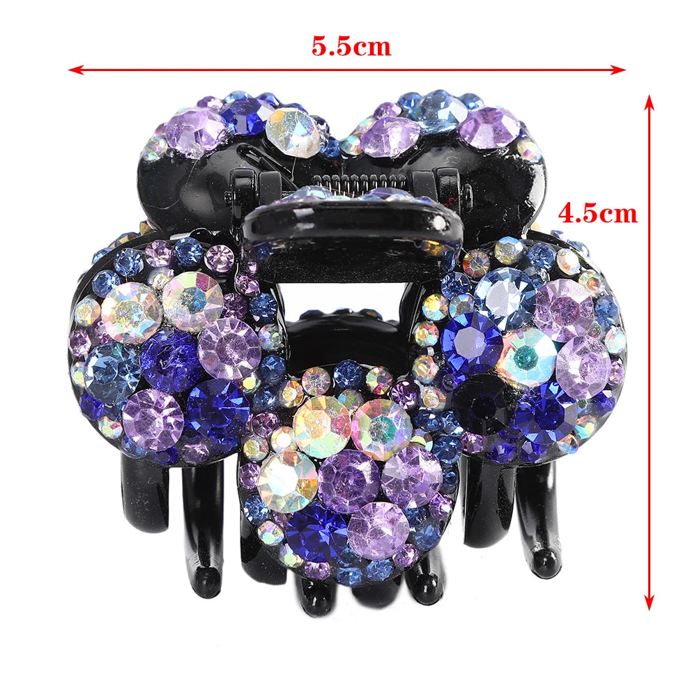 Hair Claws Clips Women Fashion Rhinestone Crystal Flower Hairpins Clamps Ponytail Barrette Girls Hair Accessories