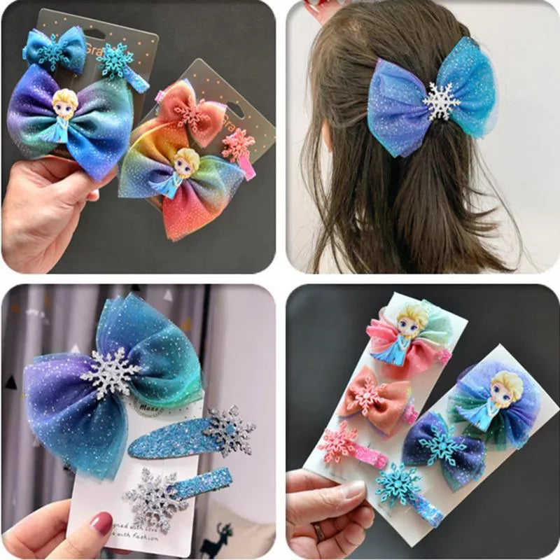 Hairpin Girls Disney Frozen Elsa Anna Princess Figure Toys Snow White Mermaid Baby Hair Accessories Gift