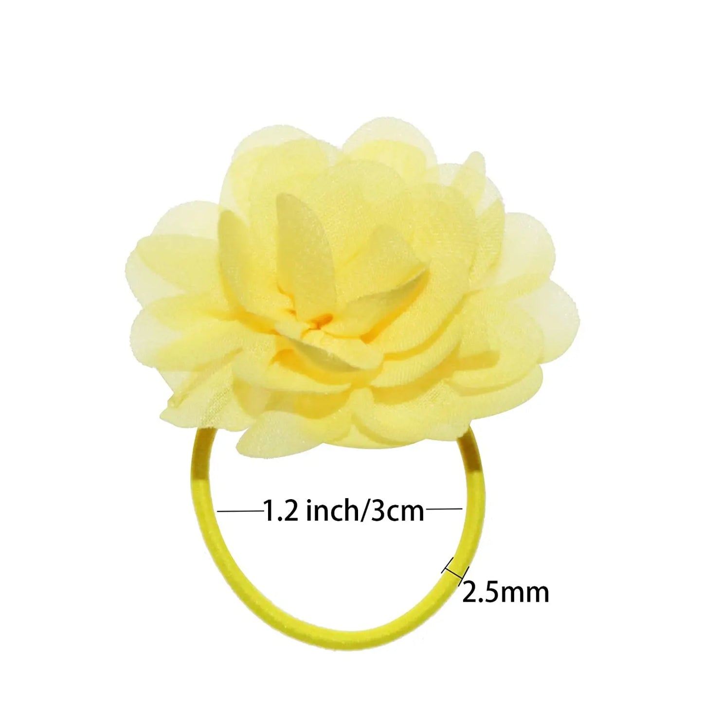 Hair Ties 20pcs Flower 2inch Chiffon Elastic Band Ponytail Holders Hair Accessories for Girls