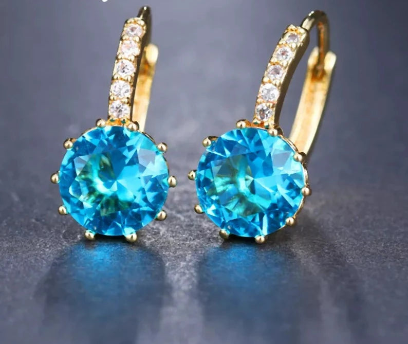 Earrings For Women Fashion Studs 9 Colors AAA CZ Element  Wedding Party Gift Jewelry