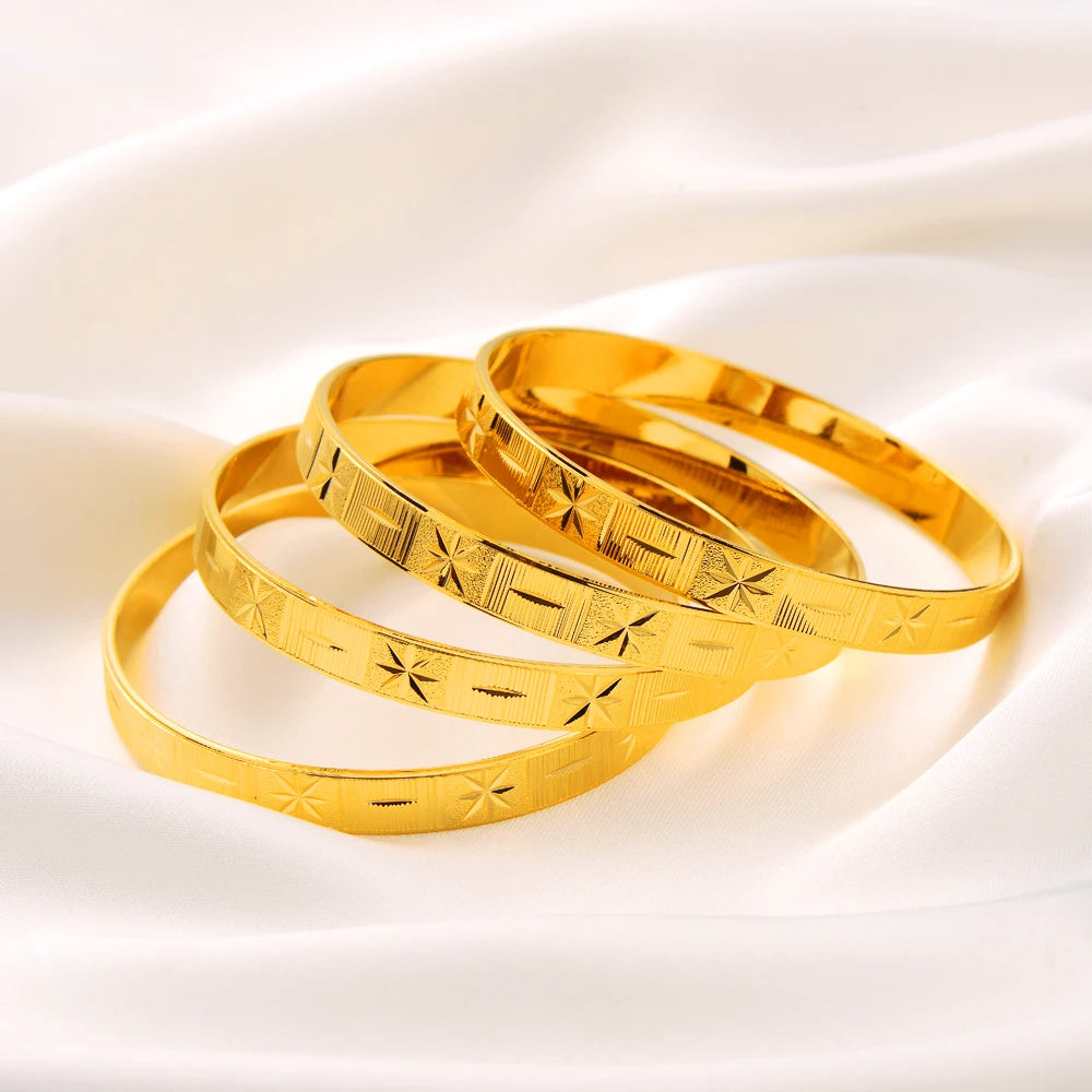 Bangles For Women 24K Gold Plated Fashion Jewelry For Brides Wedding Gifts