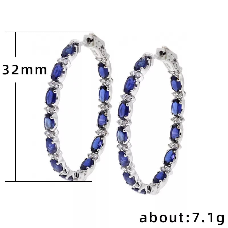 Earrings Hoop Style New Fashion Dazzling Blue/White Cubic Zircon Women Jewelry