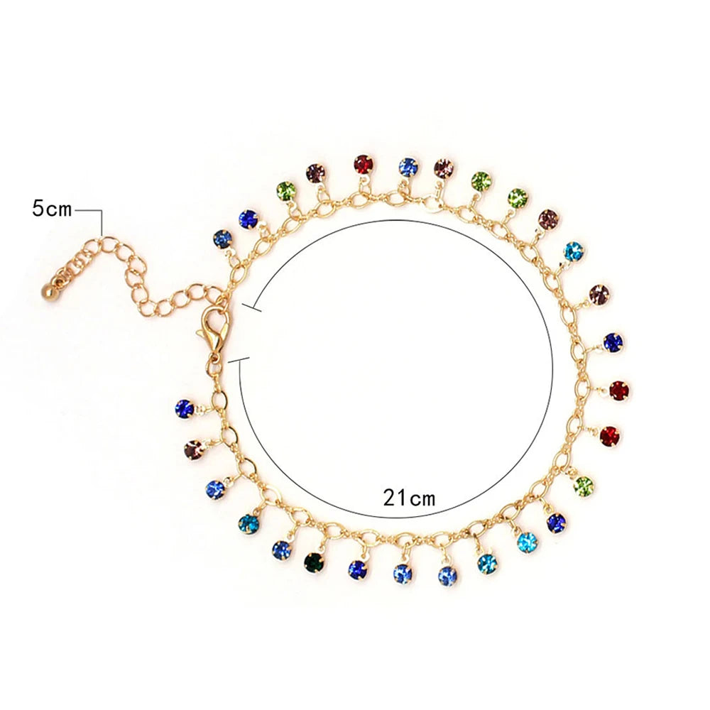 Anklets for Women Crystal Color Rhinestone Feet Jewelry